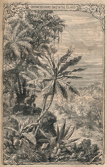 'Crusoe Discovers Goats on the Island', c1870. Artist: Unknown.