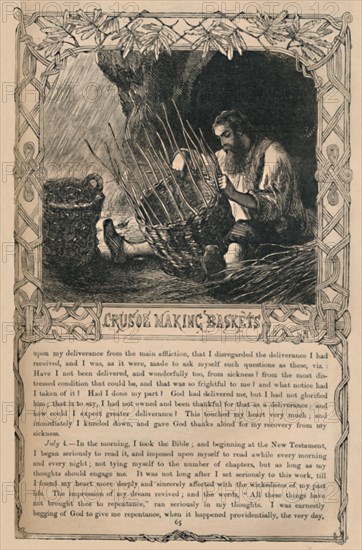 'Crusoe Making Baskets', c1870. Artist: Unknown.