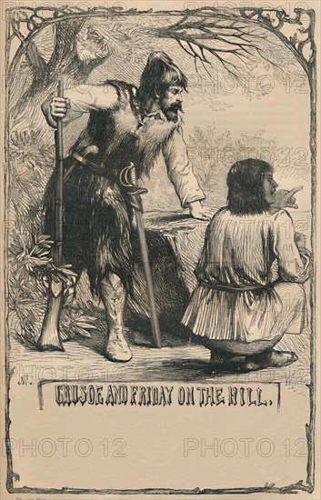 'Crusoe and Friday On The Hill', c1870. Artist: Unknown.