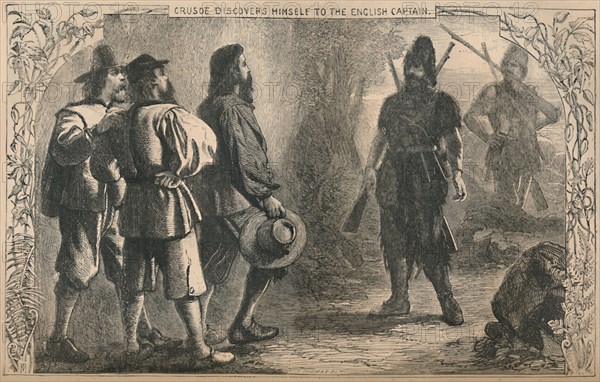 'Crusoe Discovers Himself To The English Captain', c1870. Artist: Unknown.