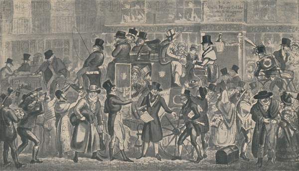 'Outside 'White Horse Cellar', Piccadilly, 1821', (1920). Artists: Isaac Robert Cruikshank, George Cruikshank.