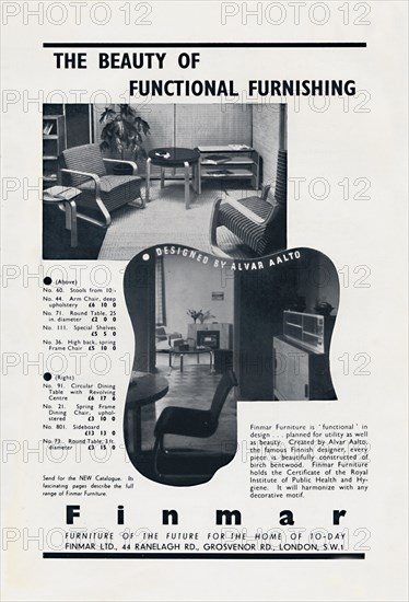 'The Beauty of Functional Furnishing - Finmar', 1939. Artist: Unknown.