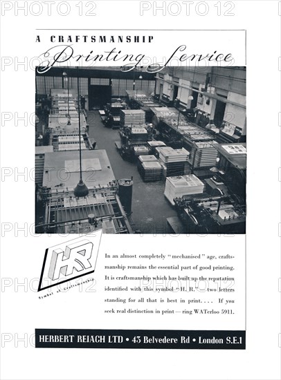 'A Craftsmanship Printing Service - Herbert Reiach Ltd', 1939. Artist: Unknown.