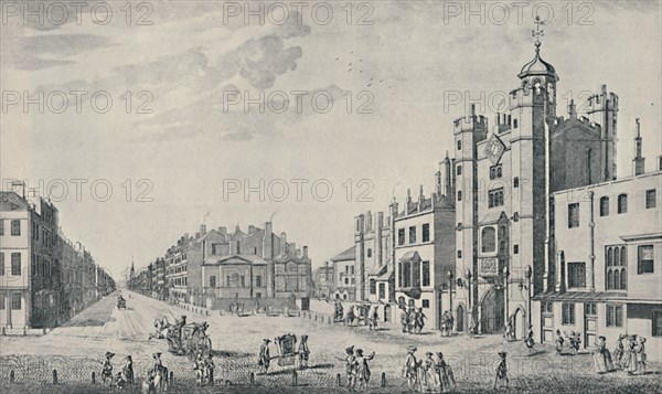 'Outside St. James's Palace, Pall Mall', 1740-1760, (1920). Artist: Thomas Bowles.