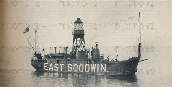 'East Goodwin Lightship one and a half miles east of the Goodwin Sands', 1937. Artist: Unknown.