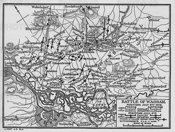 Battle of Wagram, positions July 5th 1809', (1896).  Artist: Unknown.