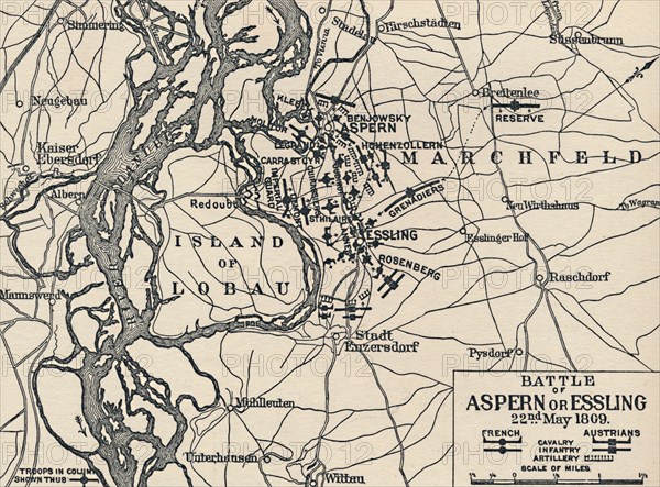 'Battle of Aspern or Essling, 22nd May 1809', (1896). Artist: Unknown.