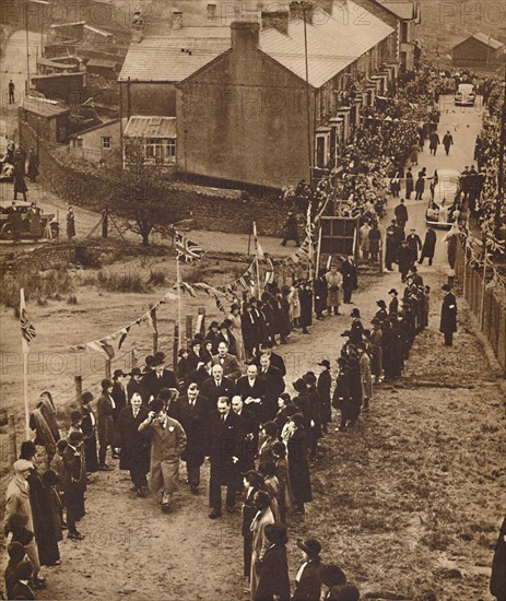 'Welcomed to Monmouthshire' - King Edward at Abertillery, Nov 1936 (1937).  Artist: Unknown.