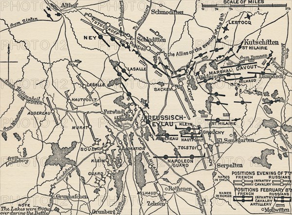 'Map of the Battle of Eylau', 1807, (1896). Artist: Unknown.