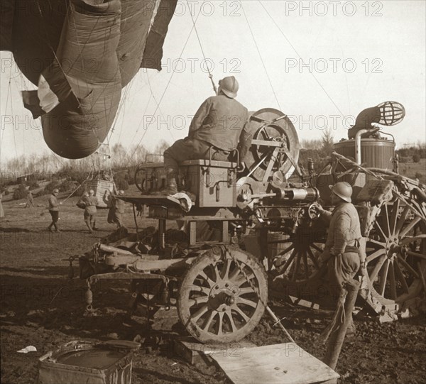 Barrage balloon, Genicourt, northern France, c1914-c1918. Artist: Unknown.