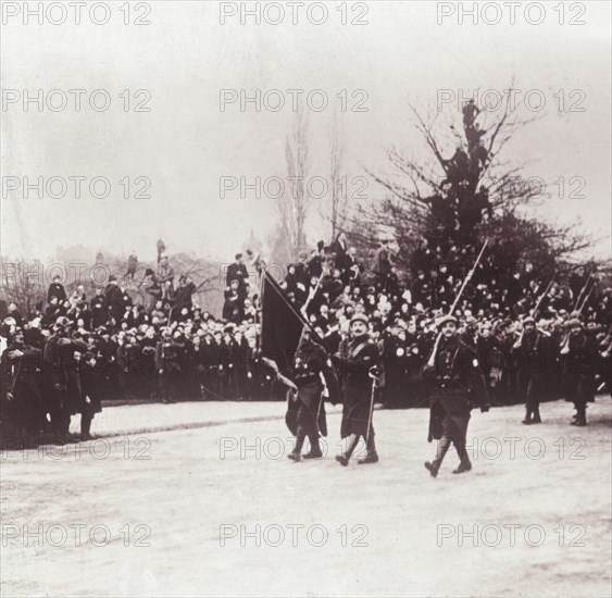 Return of the Belgians to Liége, Belgium, c1914-c1918. Artist: Unknown.