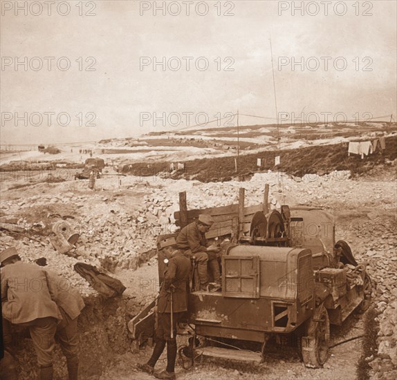 Winch for barrage balloon, Genicourt, northern France, c1914-c1918. Artist: Unknown.