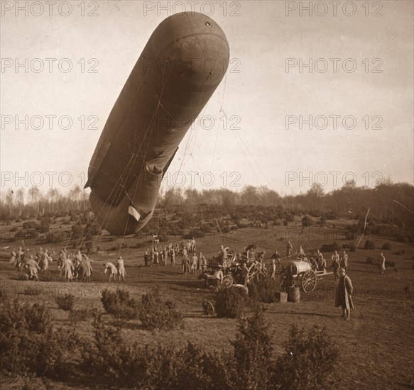Barrage balloon, Somme, northern France, c1914-c1918. Artist: Unknown.