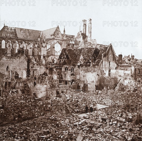 Soissons Cathedral, Soissons, northern France, c1914-c1918. Artist: Unknown.