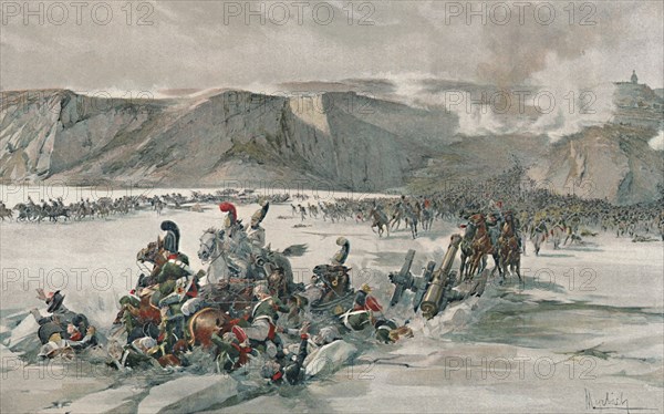 'Destruction of Retreating Russians at Satschan Lake', 1805, (1896). Artist: Unknown.