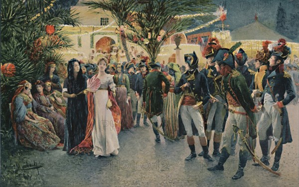 'Bonaparte, Kleber, Eugène De Beauharnais, Lasalle and Junot at the Tivoli Garden in Cairo', 1896. Artist: Unknown.
