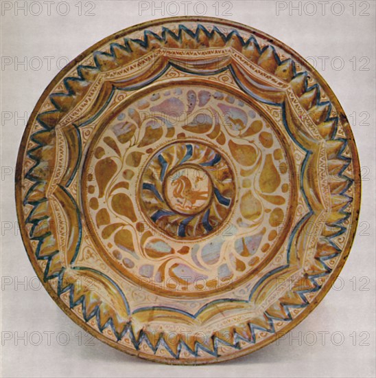 'Hispano-Moresque Lustre Dish with Blue Fish-Scale Border. 15th Century', 1928. Artist: Unknown.