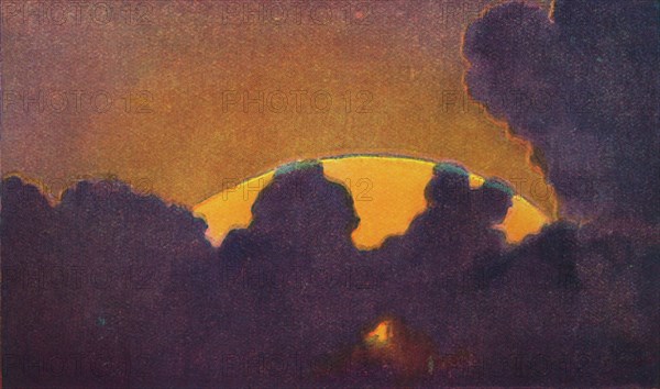 'The Green Flash at Sunset, Rarest Prismatic Colour Refracted by the Atmosphere', c1935. Artist: Unknown.