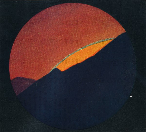 'The Green Flash at Sunset, Rarest Prismatic Colour Refracted by the Atmosphere', c1935. Artist: Unknown.