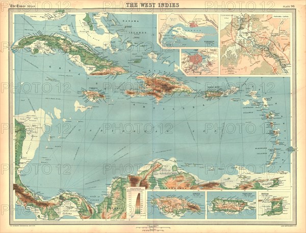 Geographical map of the West Indies. Artist: Unknown.