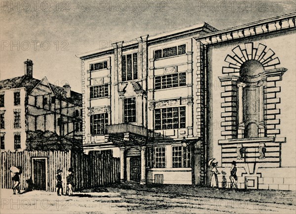 'General Post Office, circa 1793 - Showing Buildings Adjoining Lloyd's Coffee House', (1928). Artist: Unknown.