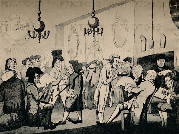 'The Coffee Room at Lloyd's, 1798', (1928). Artist: Unknown.