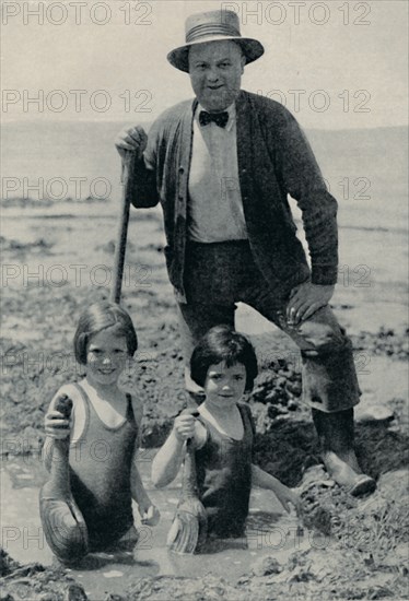 'Hunting the Elusive Geoduck on Puget Sound', c1935. Artist: Unknown.