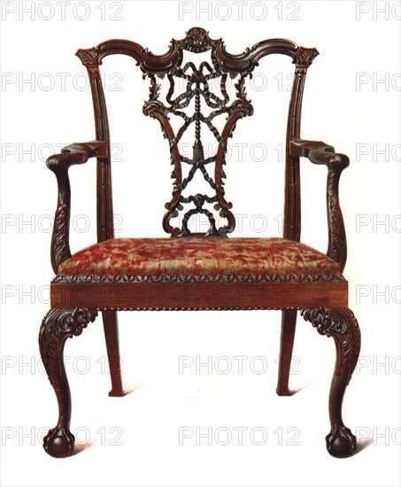 Mahogany ribbon back chair, 1906. Artist: Shirley Slocombe.