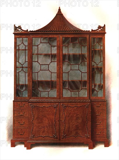 Mahogany china cabinet, 1906. Artist: Shirley Slocombe.