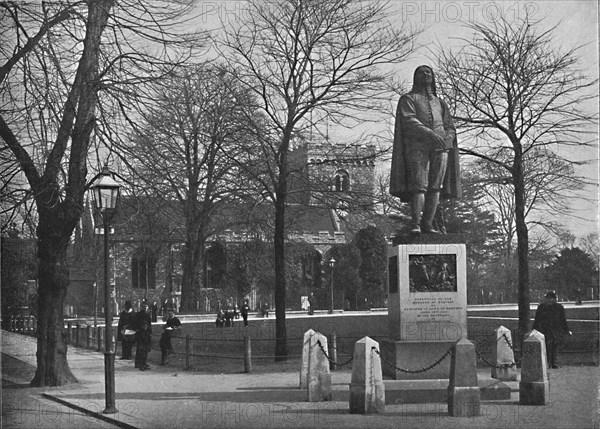 'Bedford: St. Peter's Church and the Bunyan Statue', c1896. Artist: Poulton & Co.