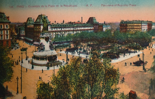 Panorama of the Place de la Republique, Paris, c1920. Artist: Unknown.