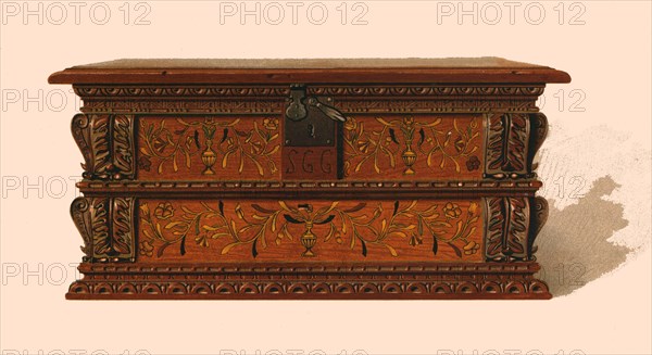 Oak inlaid box, 1904. Artist: Shirley Slocombe.