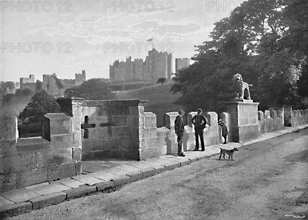 'Alnwick: The Lion Bridge and Castle', c1896. Artist: M Aunty.