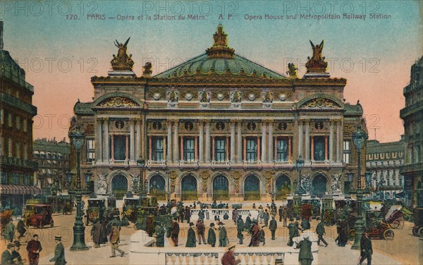 L'Opéra and Metro Station, Paris, c1920. Artist: Unknown.