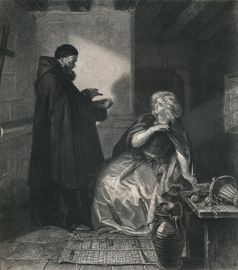 'Juliet in the Cell of Friar Lawrence (Romeo and Juliet)', c1870. Artist: Herbert Bourne.