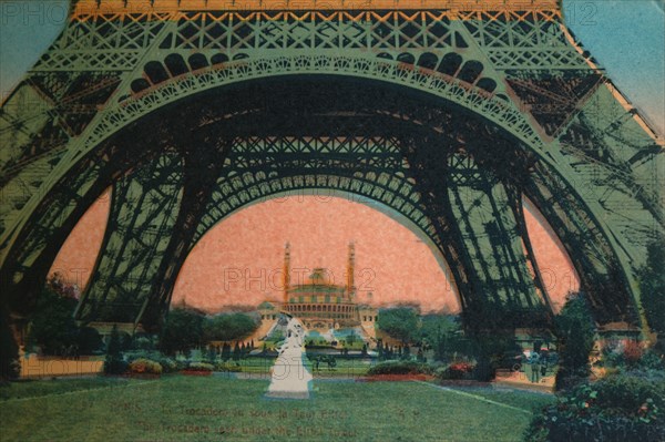 The Trocadéro seen under the Eiffel Tower, Paris, c1920. Artist: Unknown.