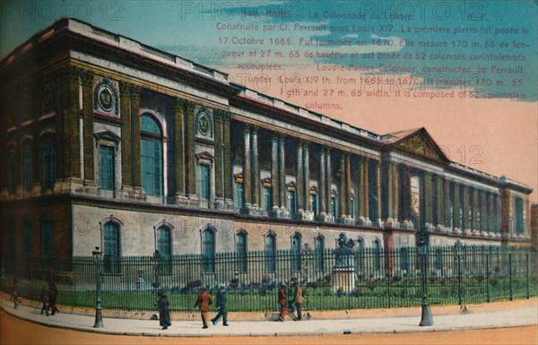 The Louvre Palace colonnade, Paris, c1920. Artist: Unknown.