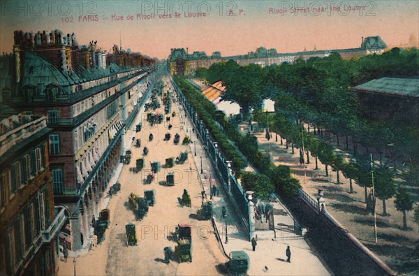 The Rue de Rivoli looking towards the Louvre, Paris, c1920. Artist: Unknown.