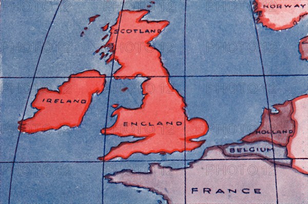 'The British Isles and Northern Europe at Noon in spring or Autumn', 1935. Artist: Unknown.