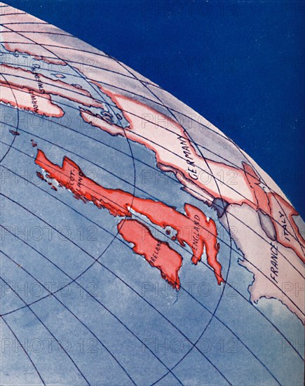 'The British Isles and Northern Europe at 6pm on midsummers day', 1935. Artist: Unknown.