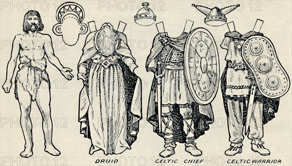 'The Gallery of Historic Costume: What The Britons and Romans Used To Wear', c1934. Artist: Unknown.