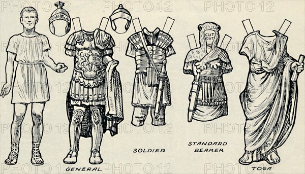 'The Gallery of Historic Costume: What The Britons and Romans Used To Wear', c1934. Artist: Unknown.