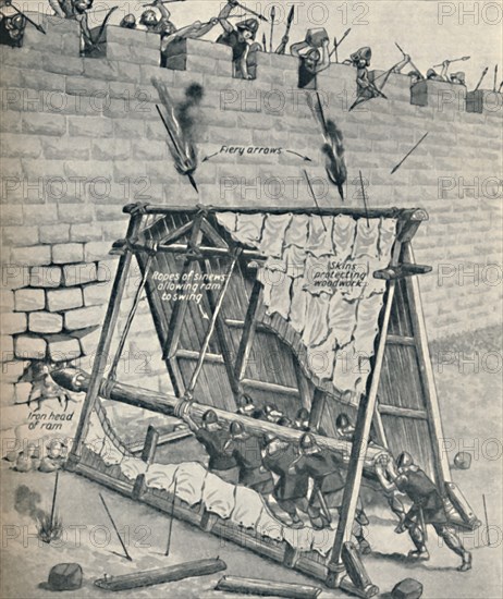 'Saxons Battering Down A City Wall', c1934. Artist: Unknown.