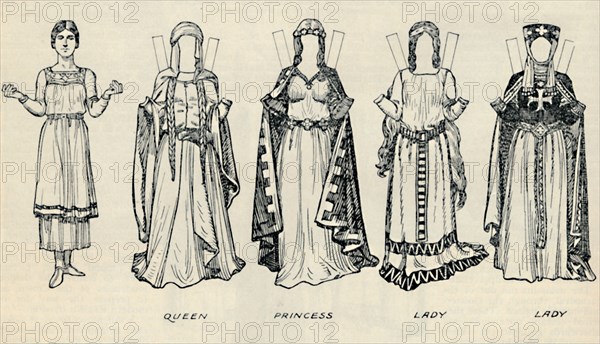 'The Gallery of British Costume: Types of Dress in Early Plantagenet Times', c1934. Artist: Unknown.