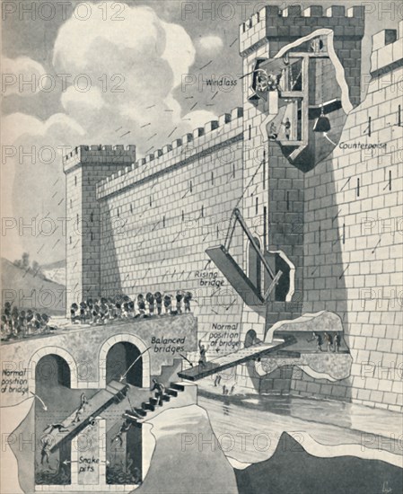 'Some Marvellous Methods by which the Medieval Castles Were Defended', c1934. Artist: Unknown.