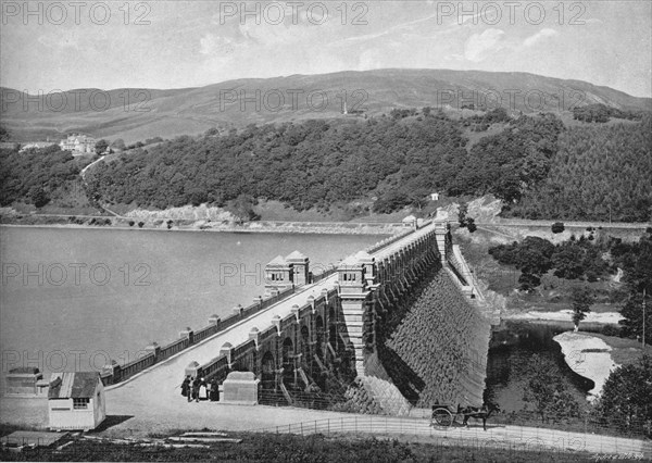 'The Dam, Lake Vyrnwy', c1896. Artist: Valentine & Sons.