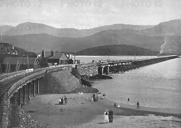 'Barmouth Bridge and Cader Idris', c1896. Artist: H Owen.