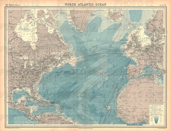 Map of the North Atlantic Ocean. Artist: Unknown.