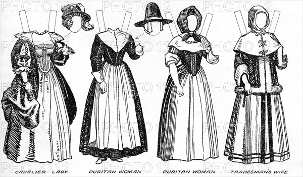 'The Gallery of Historic Costume: Some Dresses of Cavaliers and Roundheads', c1934. Artist: Unknown.