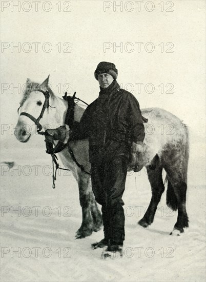 'Dr. Wilson and Pony 'Nobby', c1911, (1913). Artist: Herbert Ponting.